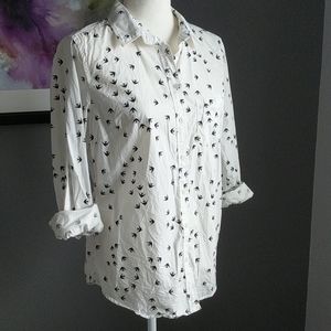 Banana Republic soft wash cotton, bird print, sm